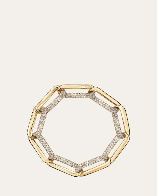 18K Yellow Gold Inside Out Diamond Link Bracelet, 7.5"L